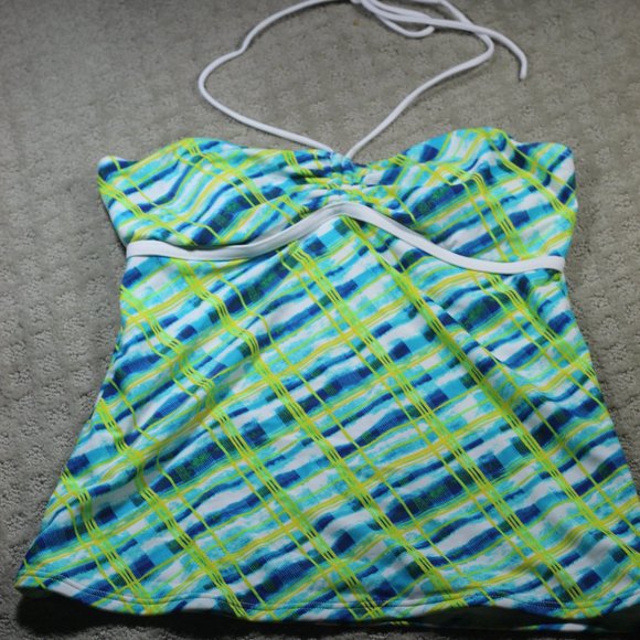 Hobie Size L Green, Blue & Yellow Tankini Top - Picture 1 of 5